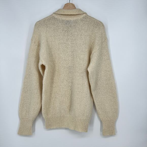 Vintage Pendleton Virgin Wool Sweater Medium Leather Button Henley Ivory READ - Picture 4 of 11